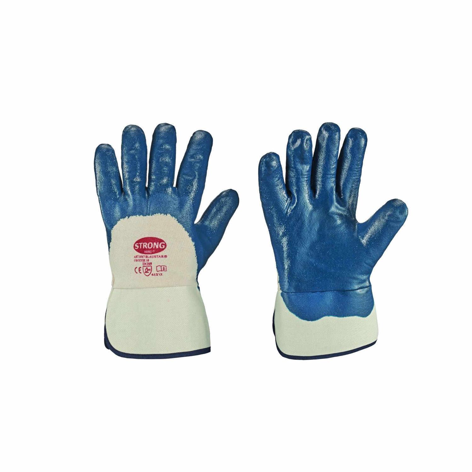 Blaustar Nitrilhandschuh blau, Segeltuchstulpe