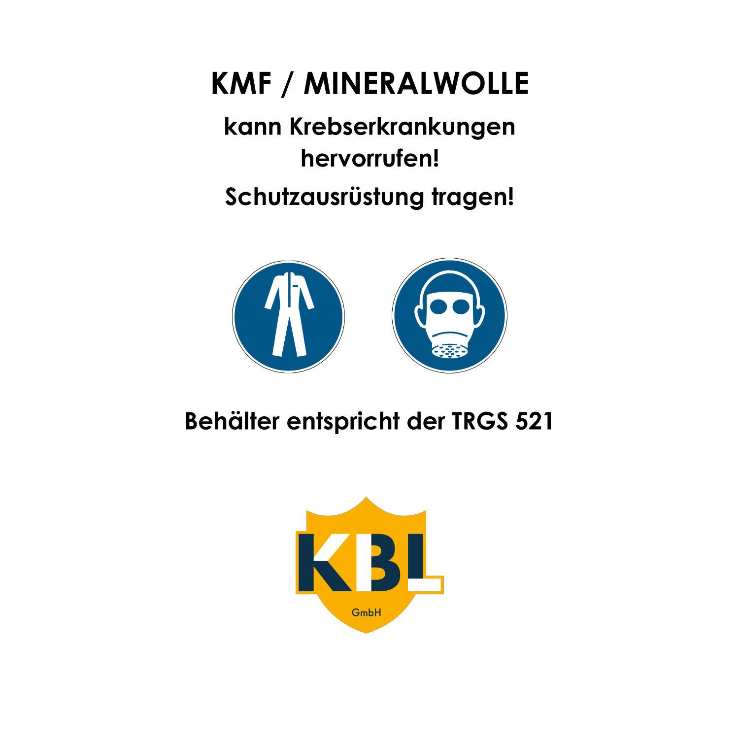 Aufkleber Warnhinweis - MINERALWOLLE (KMF)