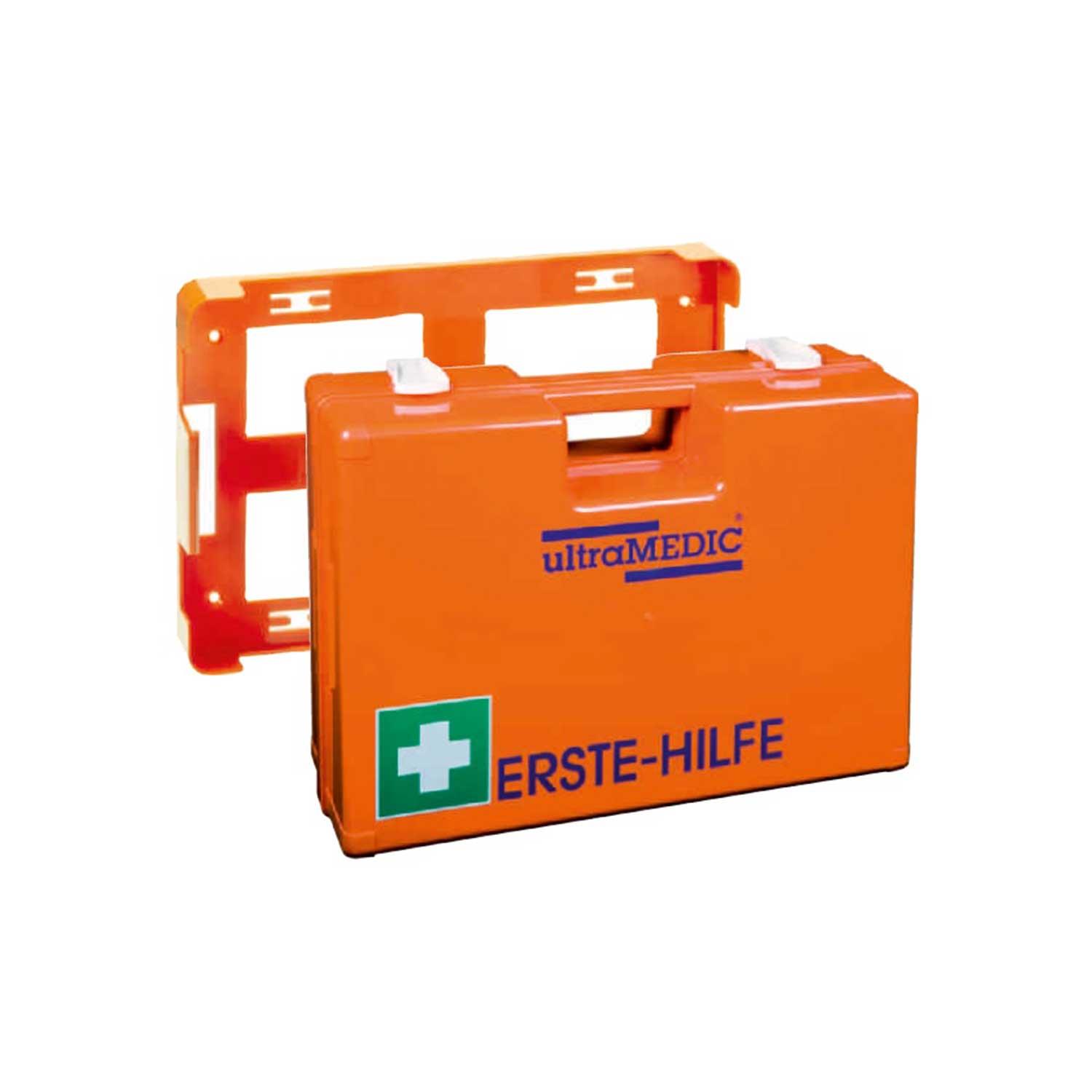 FLEXEO Erste-Hilfe-Koffer mit Wandhalterung orange