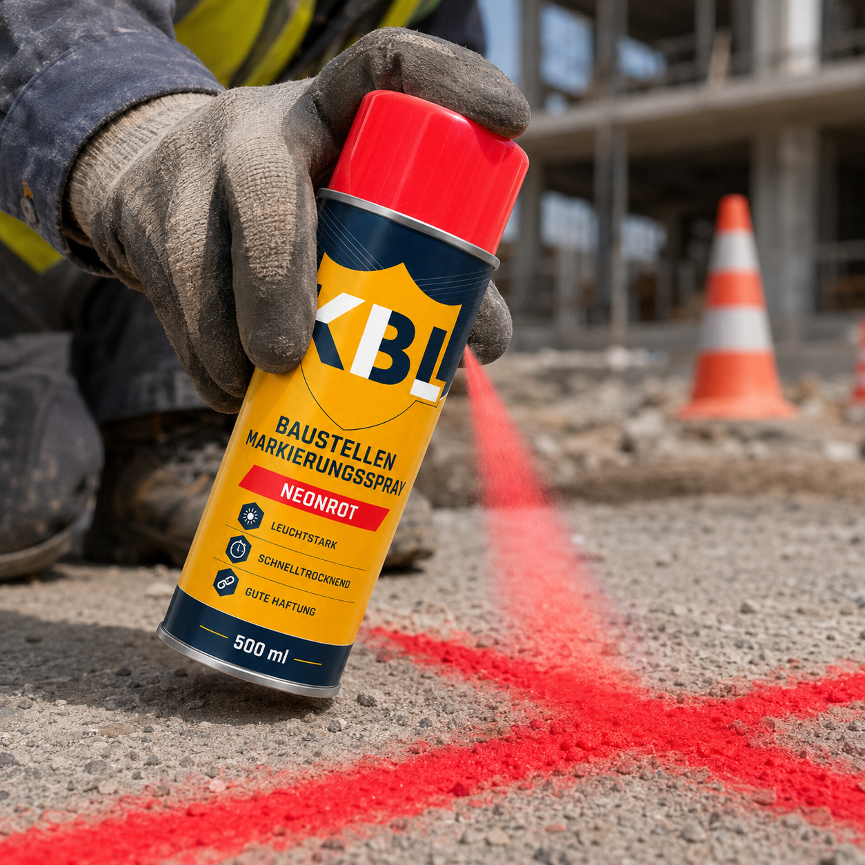 Baustellenmarkierspray Neonrot 500 ml